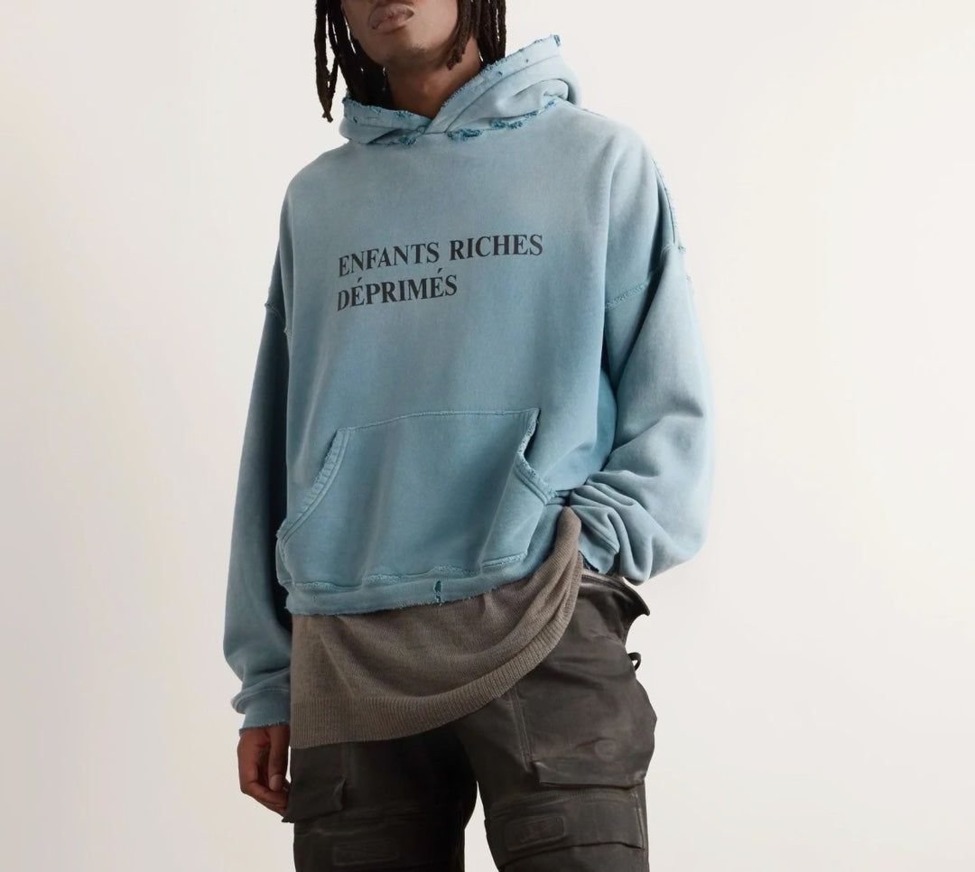 Numéro de style : 8739 ERD Nouveau coloris [Vert Paon] Sweat à capuche court et ample de haute qualité Enfants Riches Deprimes