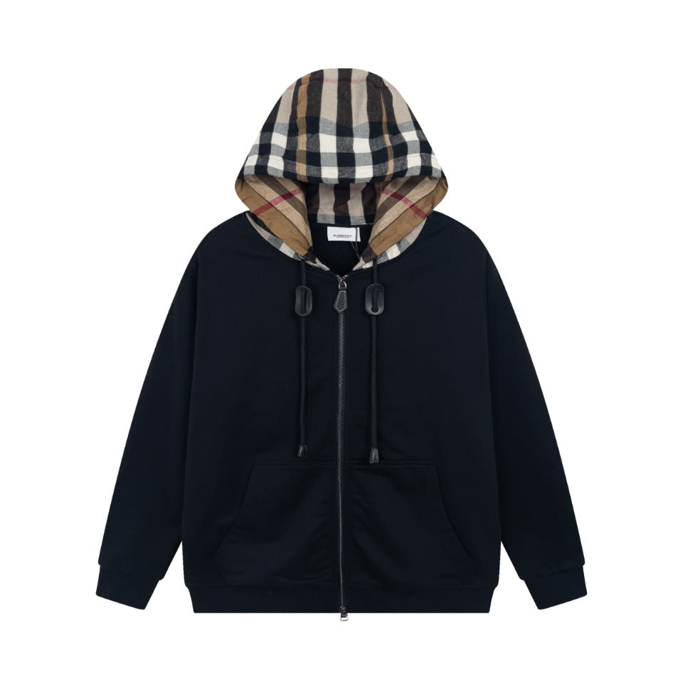 [Version Haute Qualité] Sweat à capuche zippé BBR à carreaux en mélange de coton [Meille