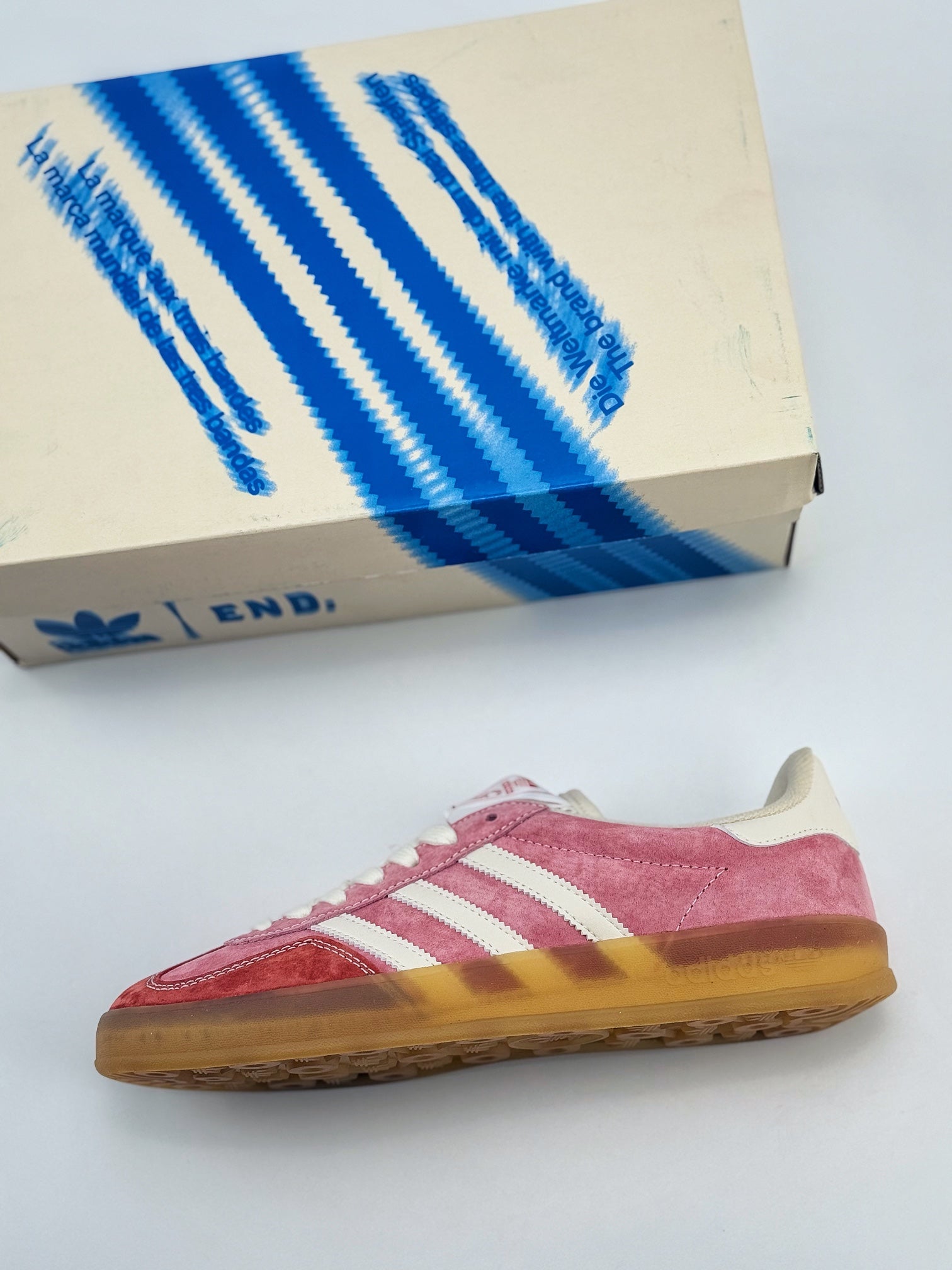 Exclusivité CX Authentique 【AD】 adidas Originals Gazelle INdoor END Rose Fleur de Cerisier à Logo Trèfle. Baskets basses décontract